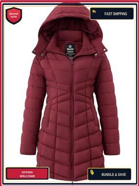 Women's Quilted Long Puffer Jacket Winter Coat Waterproof Insulated